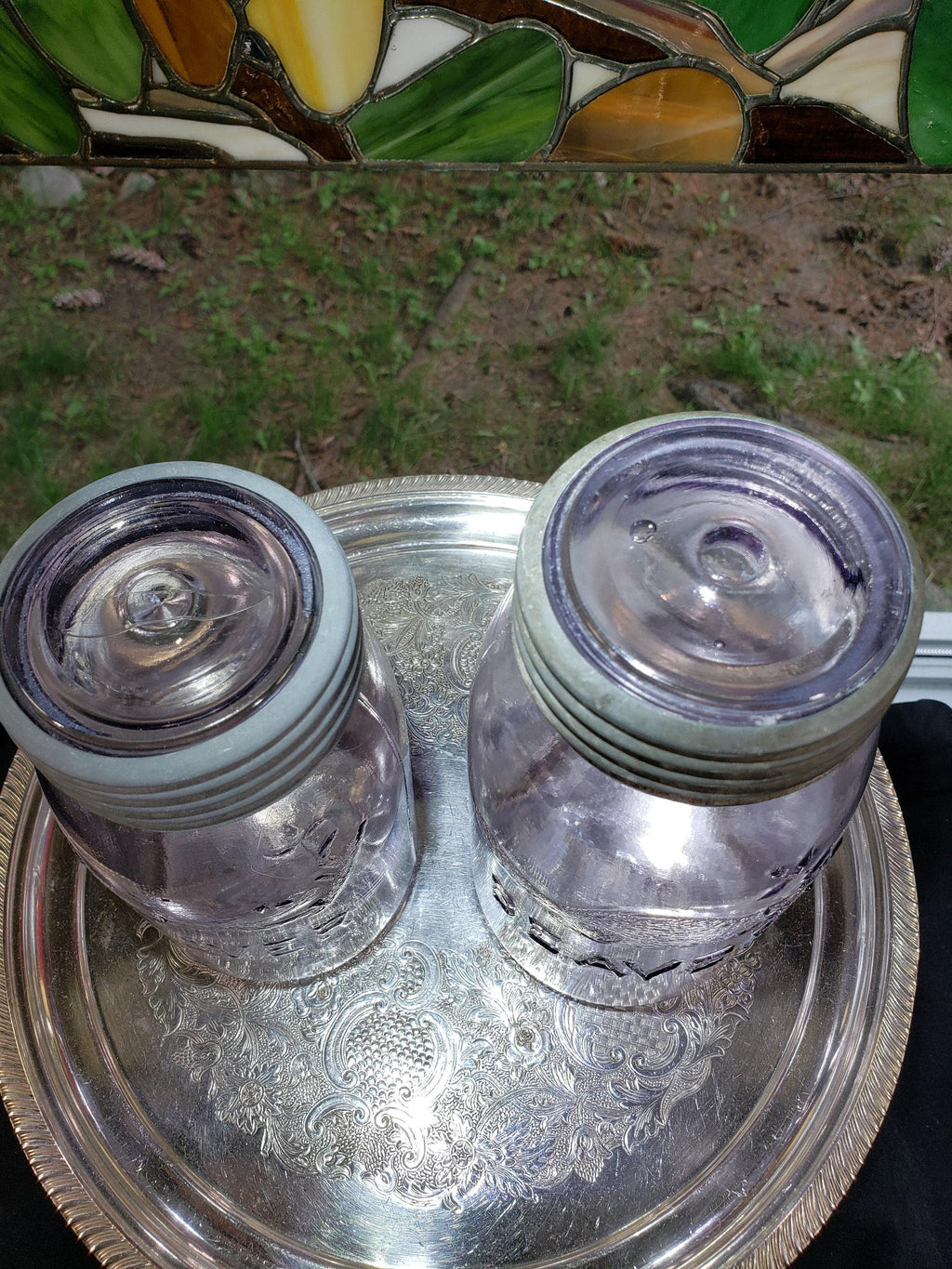 SCA Beaver Mason Jars: Canadian Amethyst Glass Pair