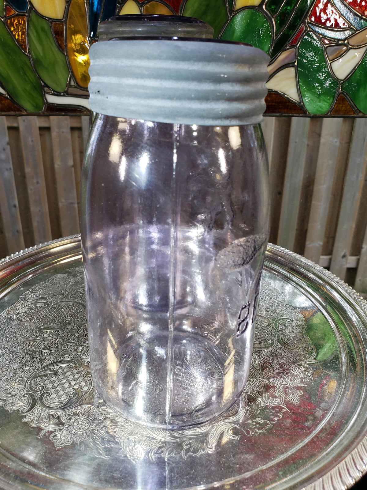 SCA Beaver Mason Jars: Canadian Amethyst Glass Pair