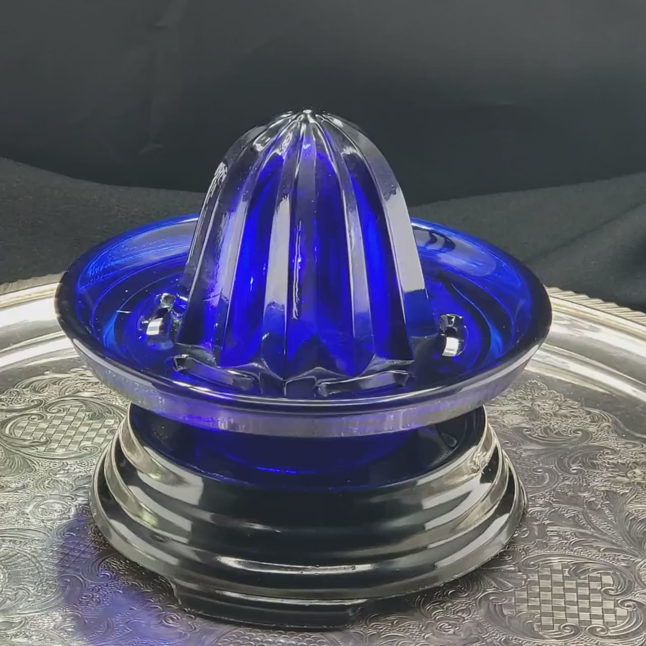 Glass Juice Reamer, Cobalt Blue Fruit Juicer