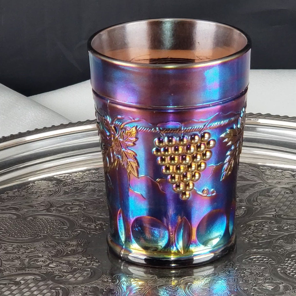 Antique Grape & Cable Amethyst Tumbler – Northwood Carnival Glass – Early 1900s