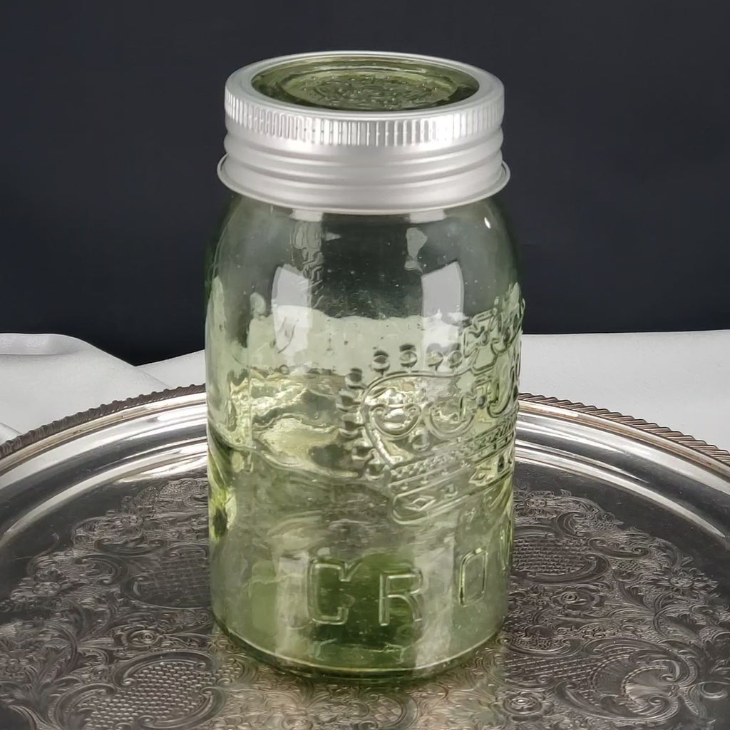 Apple Green Crown Jar – 7X Tall O Series – Quart Size – Vintage Canadian Jar