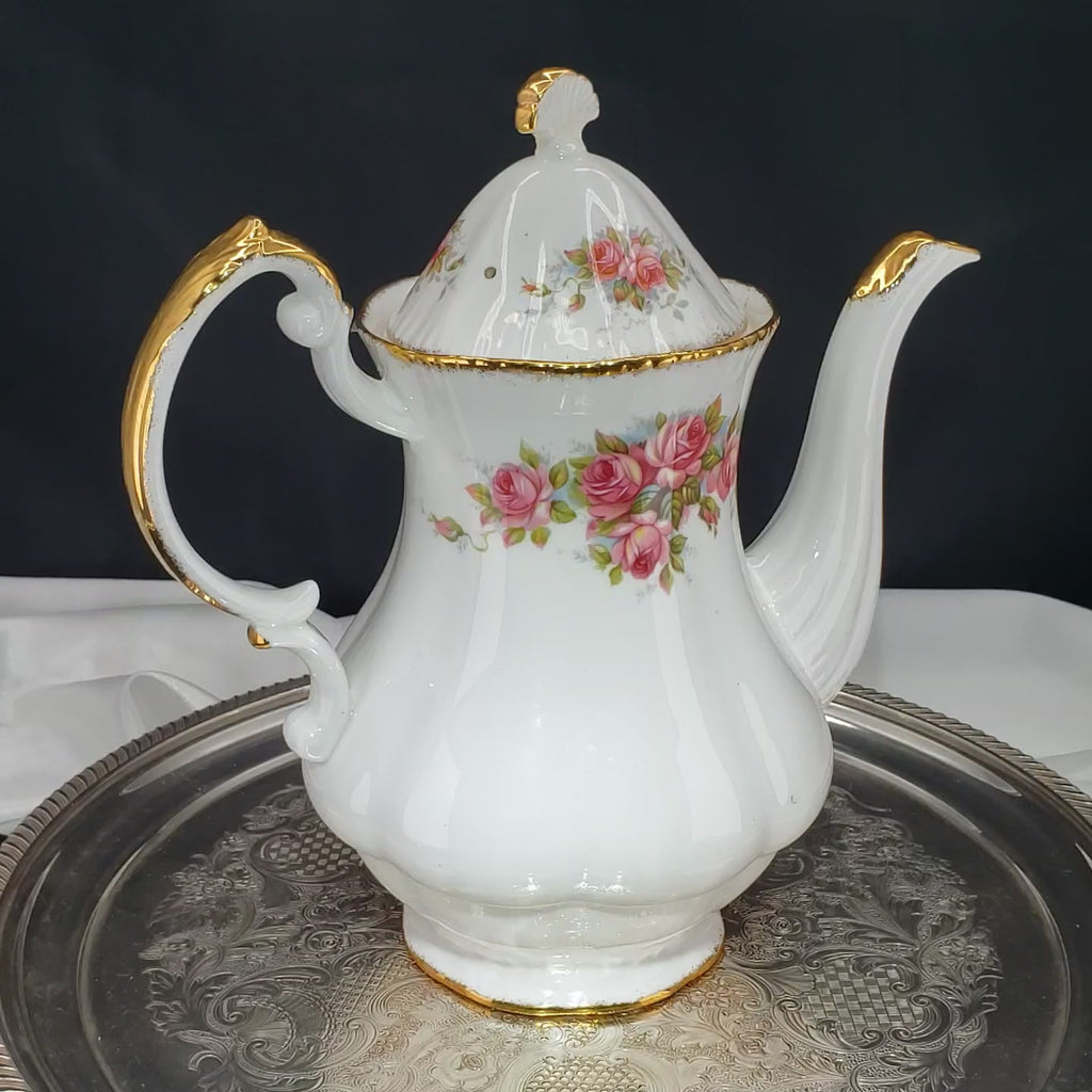 Paragon Elizabeth Rose Coffee Pot – Fine Bone China Floral Vintage Teapot