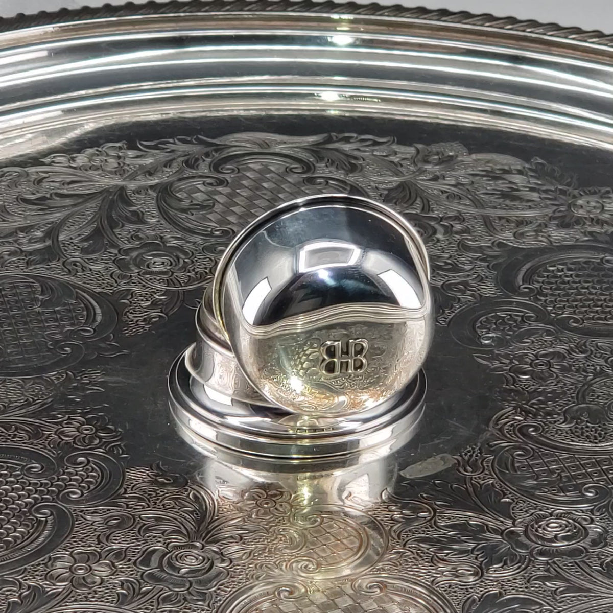Rare Sterling Silver Double Ring Box - 1940s Art Deco Birks
