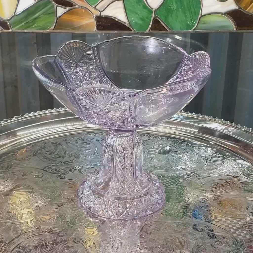 Antique Purple Compote - Daisy and Button Pattern -  Richards & Hartley (1887 Victorian Glass)