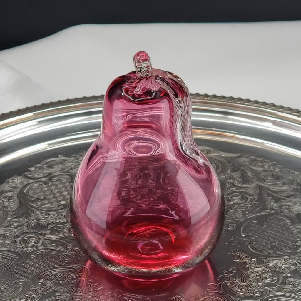 Vintage Cranberry Pink Glass Pear - Rossi Glass Canada