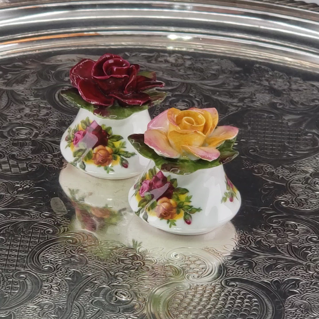 Royal Albert Porcelain Salt & Pepper Shaker Set – Hand‑Crafted Ceramic Roses