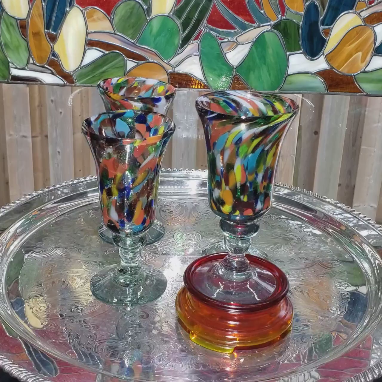 Confetti Glasses, Handmade Colorful Drinkware (Set of 4)