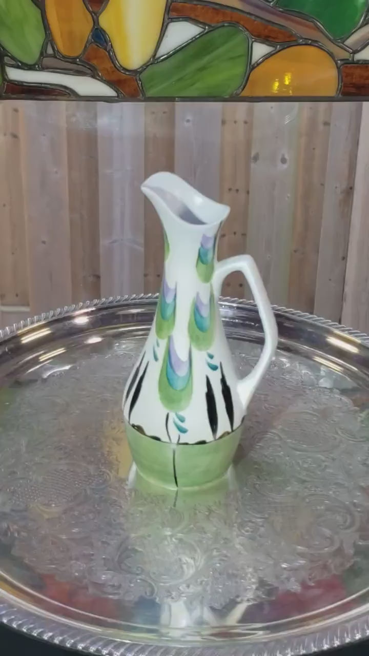Edward Radford Pitcher: Purple Green Swirl - English Pottery